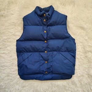 L.L.Bean Vintage Blue Goose Down Puffer Vest USA Womens Medium Gorpcore Nylon